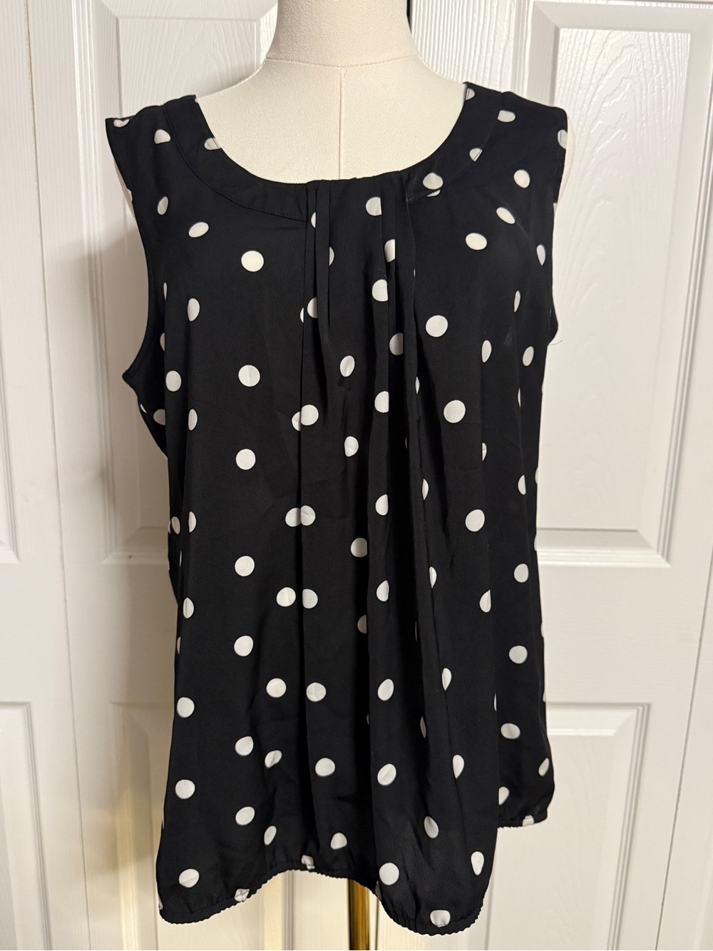 LOFT Black & White Polka Dot Sleeveless Camisole